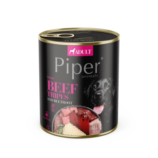 Hrana Umeda Pentru Caini Piper Dog - Burta De Vita Si Sfecla Rosie 800g
